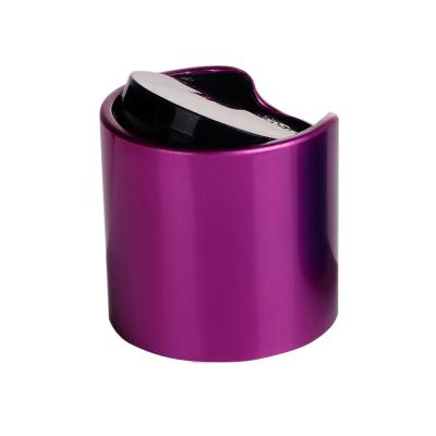 China Non Spill China YUYAO Cheap High Quality Cosmetic Purple Disc Cap Plastic Aluminum Screw Cap For Bottles for sale