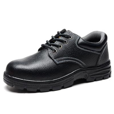 China Steel Toe Hot Selling Black Genuine Leather Safety Shoes With Toe Cap And Steel Toe Plate for sale