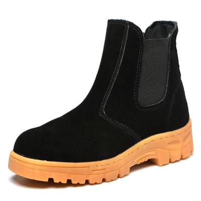 China Practical Steel Toe High Suede Cattle Hide Steel Toe Black Safety Shoes for sale