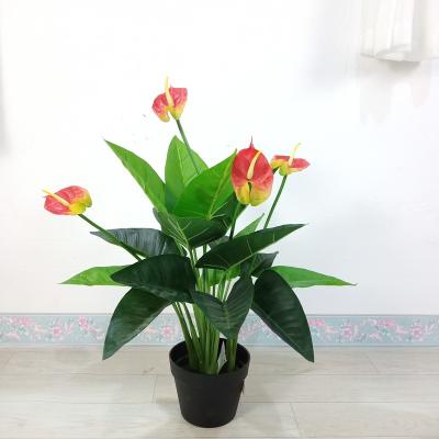 China Modern High Quality Decorative Simulation Plastic Artificial Anthurium Plant for sale