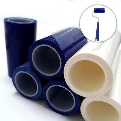 China White/Blue Manual Sticky PE Fiber Dust Roller PE Film Silicone Sticky Adhesive Remove Roller for sale