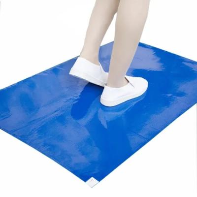 China Waterproof 30 Layers Gray Disposable Peel Off Cleanroom White Blue Mat Tacky Mat Adhesive Mat Sticky for sale