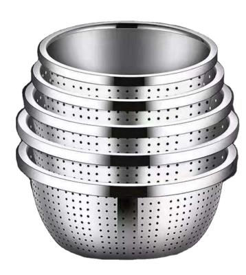 China Sustainable Household Kitchen High Quality Customized Vegetable Washing Multifunctional Draining Baskets And Stainless Steel Bowls for sale