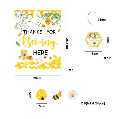 China HAWIN Card Gender Reveal Baby Shower Poster Card Bumble Bees Party Decor Kit Cute Rustic Honeycomb Cupcake Topper for sale