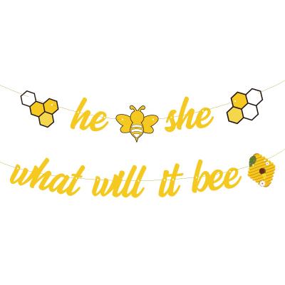 China Card HAWIN Him or Her What It Will Be To Bumble Bee Baby Shower Banner for sale