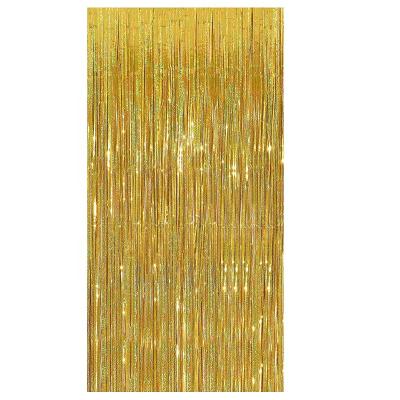 China Metallic PET Gold Fringe Curtain Sparkle Party Backdrop Curtain Photo Booth Props Birthday Decorations for sale