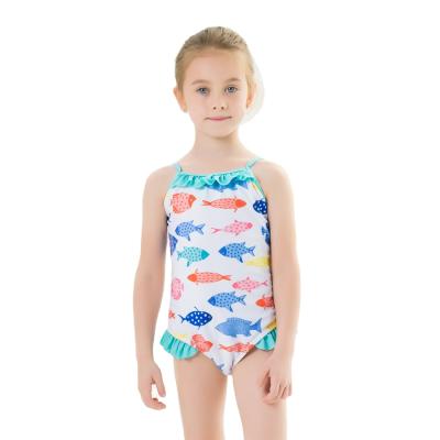 China Breathable Fish Print Cute Baby Swimwear Kid Falbala Wear Kids Swimming Swimsuit for sale