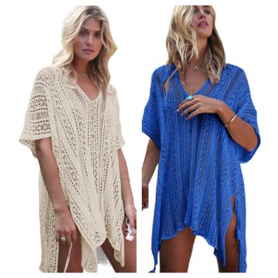 China 2022 Factory Women's Floral Breathable Cardigan Lace Sheer Beach Crochet Cover Ups Long Casual Bikini Dress See-though Mesh Cover Up for sale