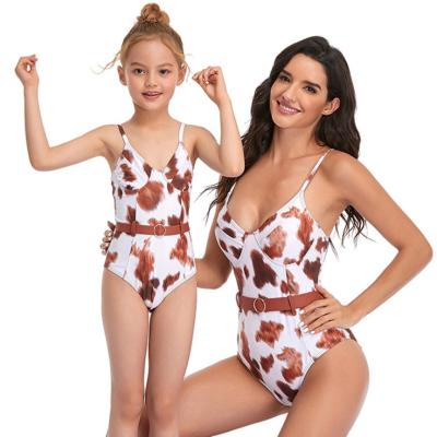 China Breathable Leopard High Quality Family Swimsuit Parent-child Monokini Mother and Daughter Bikini Matching One-Piece Swimwear for sale