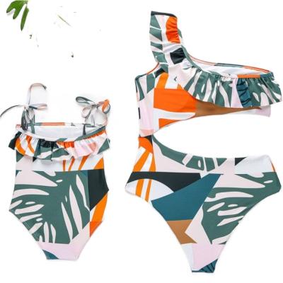 China Breathable Matching Baby Girl Mother Daughter One Piece Swimsuit Beach Bikini Summer Women Child Family Swimwear for sale