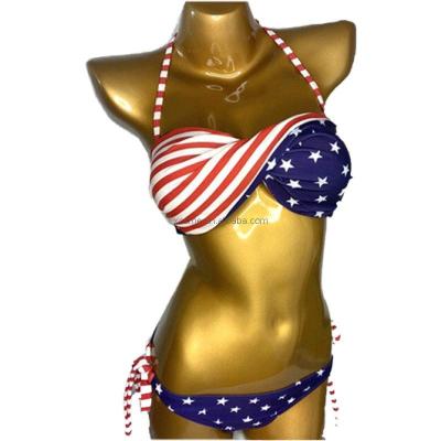 China Breathable Hot Selling High Waist Swimwear Flag Print Bikini Swimsuit Bottom For Women for sale