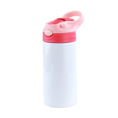 China White 12oz Sublimation Sippy Kid Child Water Bottle 304 Stainless Steel Viable Straight Cup Colored Water Mug for sale