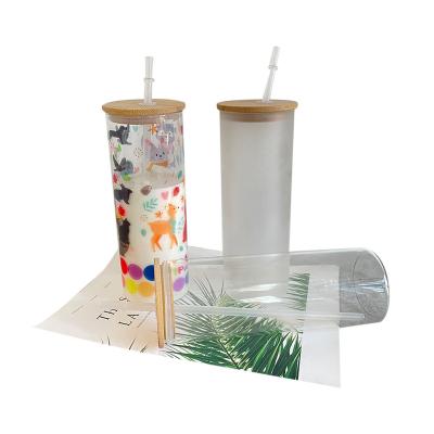 China New Style Tumbler Glass Same Size Workable As Straight Tumbler 20oz Sublimation Glass Smoothie Mug For Hot Printing for sale