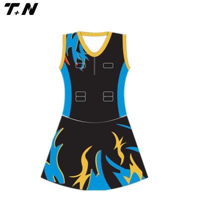 China soft lycra & Professional Breathable Fabric Club Team Sublimation Printing Netball Dress for sale