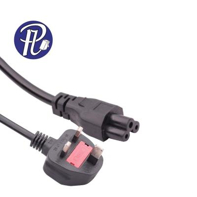 China Telecommunication PULLYCables Brand 3PIN UK BS1363 Power Cable To IEC C5 For Laptop With CE VDE for sale