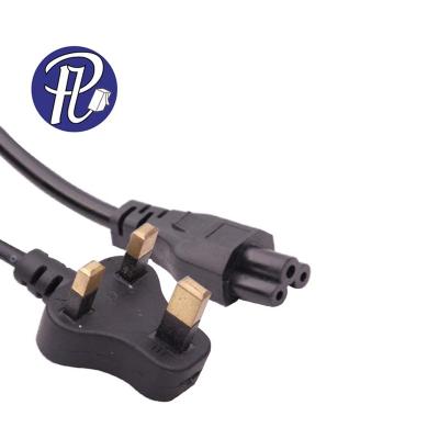 China Telecommunication PULLYCables Brand 3PIN UK Plug To IEC C5 Power Cable for Laptop with CE VDE for sale