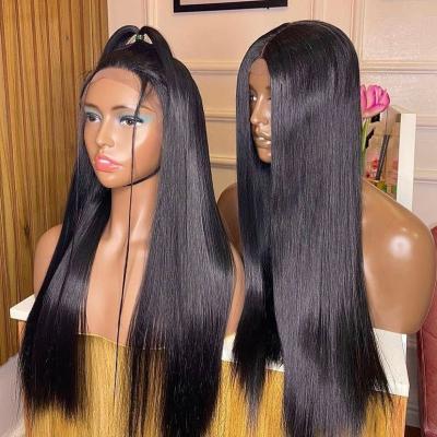 China Good Quality Silky Straight 13x6 HD Transparent Swiss Lace Frontal Wigs,Brazilian Hair Lace Band,Hair Extension Wigs For Black Women for sale