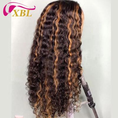 China New Arrival Hair Factory 427 Ombre Brown Deep Wave Human Hair Wigs Deep Wave 13x4 Lace Front Human Hair Wigs for sale