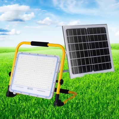 China NEW 100W/200W/300W Solar Powered LED Flood Working Lamp Remote Control Outdoor Camping Solar Powered Rechargeable Solar Portable Emergency Light Stand for sale