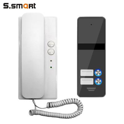 China Low Price Plastic Housing 2 Way Wires Door Phone 2Wire Audio Intercom With Door Open Function for sale