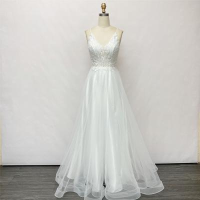 China Anti-Static 2021 Fashion Lace Tulle Wedding Dress Patterns Floor Length Bridal Gown for sale