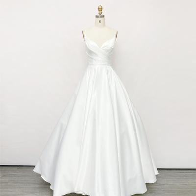 China Anti-Static Modern Sleeveless Cathedral Train Spaghetti Strap Ball Gown Wedding Dresses for sale