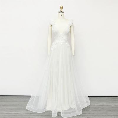 China Anti-Static Ladies Flower Puffy Tulle White Bridal Gown Wedding Dress for sale