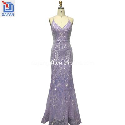 China Long Sleeveless Sequin Sparkle V-Neckline Women Evening Dress Tight Elegant Sexy Hot Anti-Static Party Dress for sale