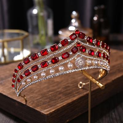 China Noble pearl crown /rhinestone/crystal alloy rhinestone alloy wedding accessories evening dress tiara bridal tiara for sale