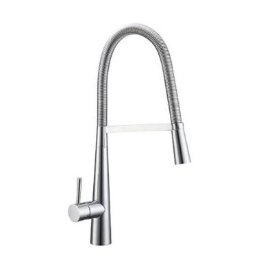 China Modern Design High Quality Brass Spring Spout Kitchen Faucet Deck Mounted Sink Mixer for sale