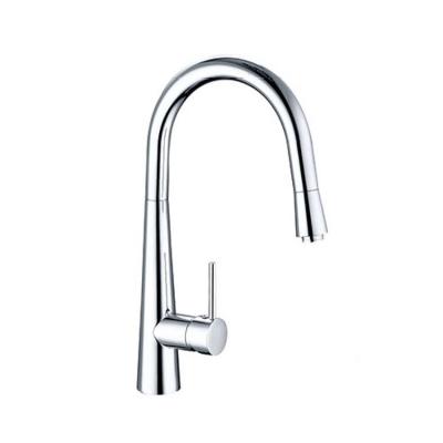 China Modern Deck Mounted European Style Chrome Body Gooseneck Spout Kitchen Mixer Sink Faucet Brass for sale