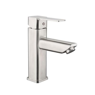 China High Quality Stainless Steel Square Shape Handle Mixer Taps Bathroom Single Metered Basin Faucet Faucets for sale