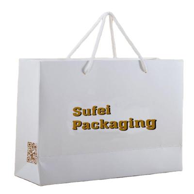 China Recyclable Custom Printed Your Own Logo White Brown Kraft Gift Craft Shopping Paper Bag With Handles for sale