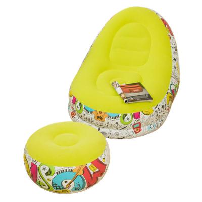 China PVC Foldable Indoor Outdoor Portable Graffiti Flocking Inflatable Leisure Legless Folding Portable Legless Chair Sofa Relax for sale