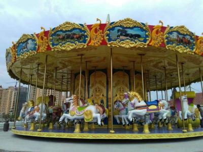 China 5.5KW All Ages Amusement Park Equipment Fiberglass Stainless Steel Carousel Rides for sale