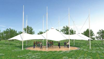 China Q355 ETFE Tensile Membrane Structure 1050G/M2 Carports Outdoor Umbrella Canopy for sale