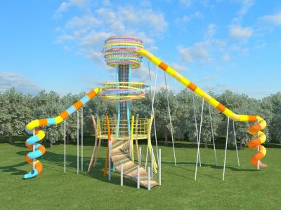 China Kindergarten Plastic  Large Dream Slide  Blue Yellow Outdoor Playground Equipments for sale