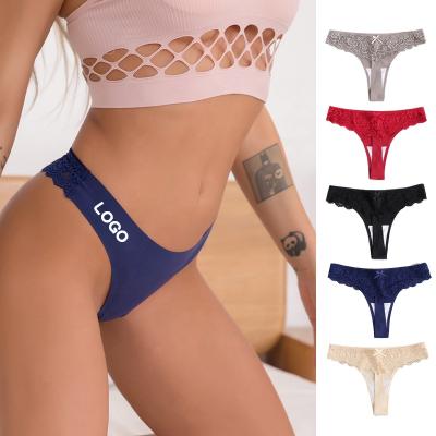 China 2022 new antibacterial low thong ice lace breathable sexy ladies silk ultra-thin seamless underwear for sale