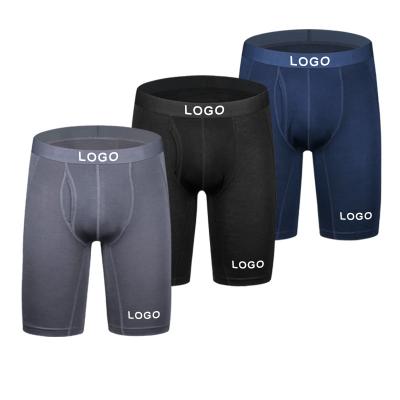 China 2021 New Antibacterial Long-leg Custom Boxer Gym Sports Shorts Men's Bamboo Underwear Own Logo for sale