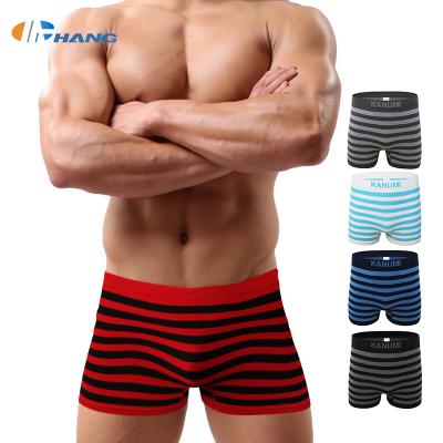 China Fast Delivery Viable In Gray White Black Seamless Underwear Red Blue Nylon Stripe Boxer Briefs Stock Free Size For Men for sale