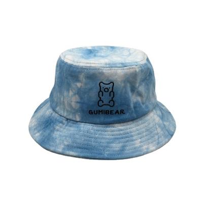 China Picture Customize Designer Fishing Hat Anime Cotton Tie Dye White Colorful Reversible Bucket Hats For Woman Summer for sale