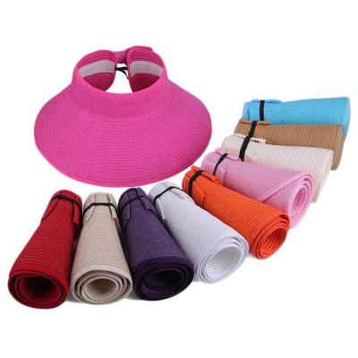 China Picture Women's Summer Sun Beach Hat Foldable Roll Up Straw Lady Sun Visor Hats Hat for sale