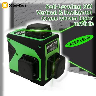 China XEAST 12 Lines Self-Leveling Green Laser Level Cross 3D Laser Line 360 ​​Vertical And Horizontal Cross Osram Laser Module 129*88*120mm for sale