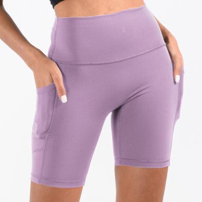 China Breathable Seamless High Waisted Workout Gym Women Sports Running Yoga Pants Fitness Women Yoga Shorts With Pockets for sale