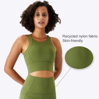 China Breathable Loose Drop Shipping Fitness Yoga Wear Women Sports Yoga Set High Impact Nylon Fabric Recycled Yoga Sports Bra for sale