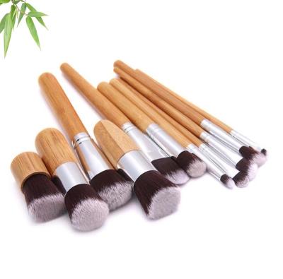 China 10pcs Private Label Face/Eye Soft Dense Synthetic Hair Bamboo+Nylon Bamboo Handle Makeup Brush Set Makeup Brush Set With Box for sale