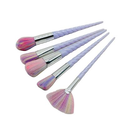 China Unicorn Makeup Brushes Plastic + Nylon 10pcs with Colorful Bristle Makeup Brush Foundation Eyeshadow Brush Cosmetic Kit for sale