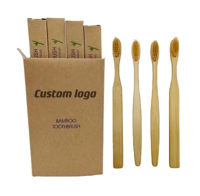 China Customized Sustainable Logo Biodegradable Bamboo Soft Bristle Toothbrush Bamboo Toothbrush Custom for sale