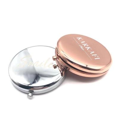 China Pocket Mirror Vanity Rose Gold Color Zinc Alloy Makeup Contract Mirror for sale