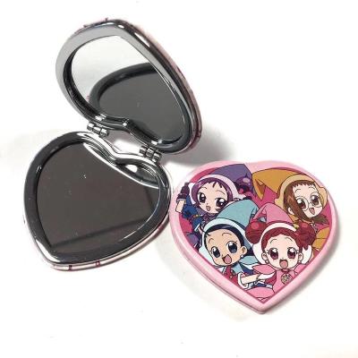 China Best Selling Cosmetic Custom Heart Shape Compact PU Leather Makeup Cosmetic Pocket Mirror for sale